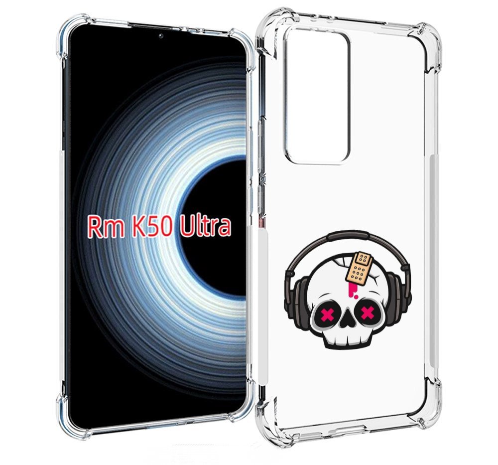 

Чехол MyPads черепок в наушниках для Xiaomi 12T / Redmi K50 Ultra, Прозрачный, Tocco