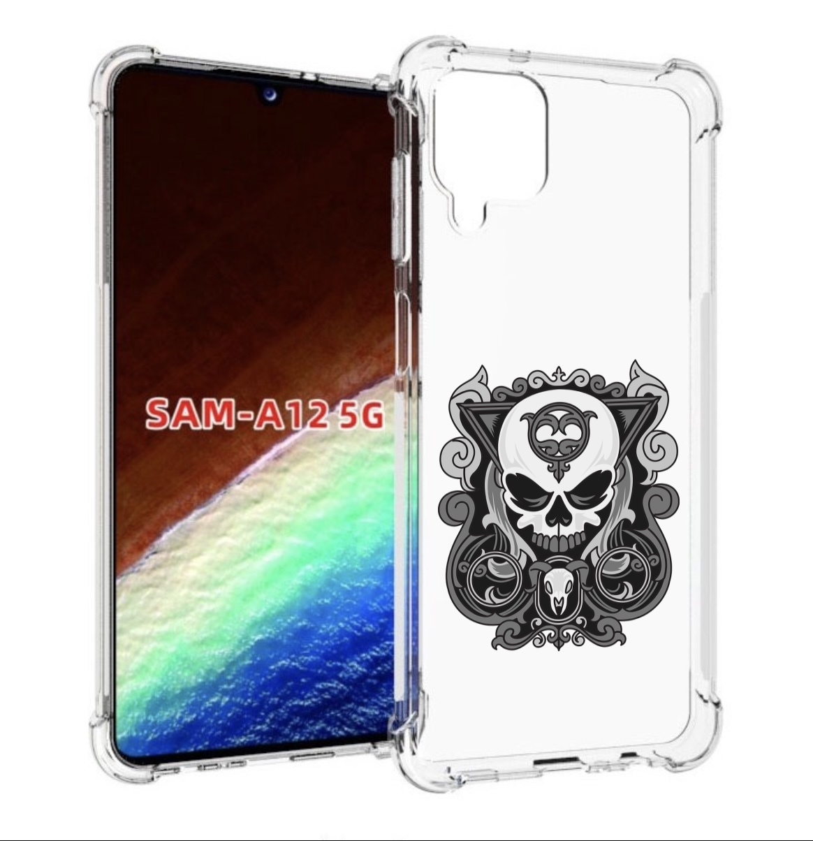 

Чехол MyPads орнамент-на-черепе для Samsung Galaxy A12 (SM-A125F) 2020/21, Прозрачный, Tocco