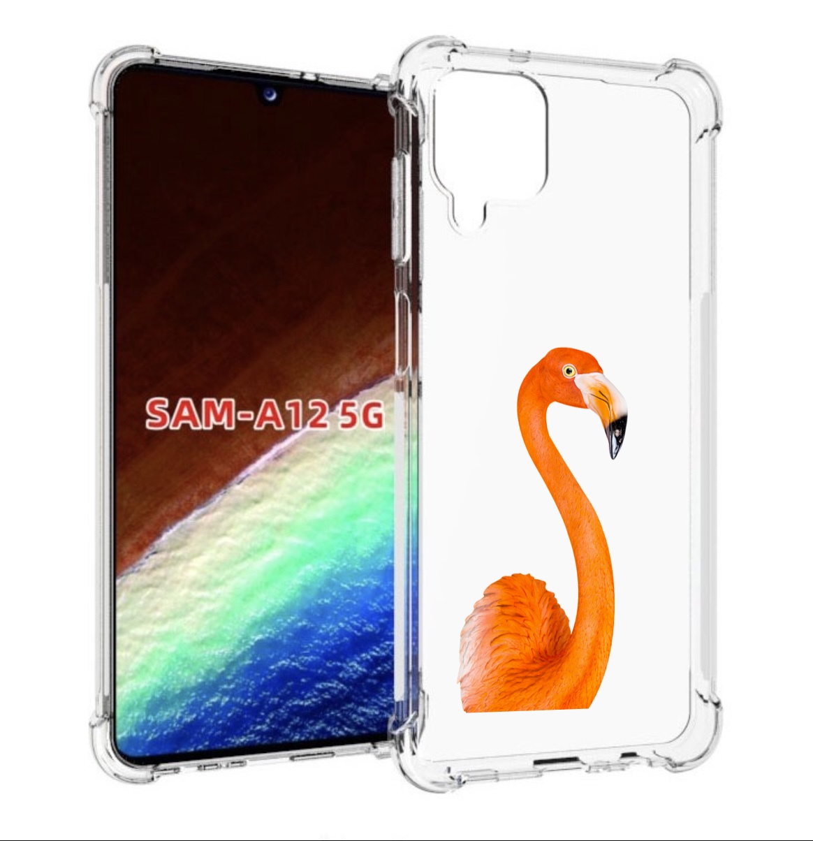

Чехол MyPads оранжевый-фламинго для Samsung Galaxy A12 (SM-A125F) 2020/21, Прозрачный, Tocco