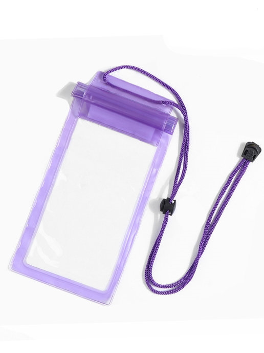 фото Водонепроницаемый чехол для смартфона со шнурком / универсальный на липучке / фиолетовый qvatra