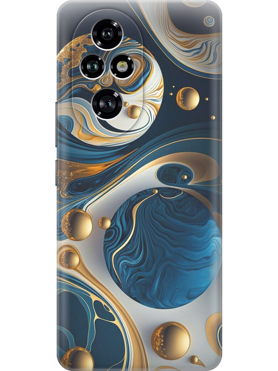 

Силиконовый чехол на Honor 200 pro с принтом "Сине-золотые фигуры", Прозрачный;желтый;синий, 783979632