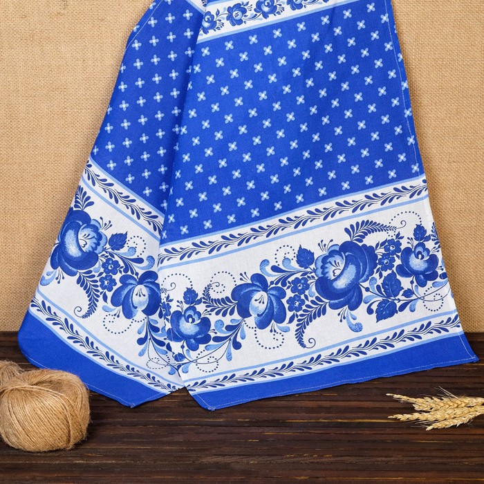 

Рушник льняной Гжель, 150 х 36, Белый;синий