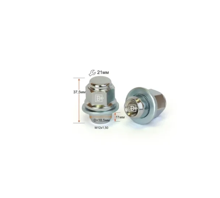 

Гайка Колеса M 12 X 1,5 Х 37,5 Хром Пресс-Шайба Mmc D Носика 18,5 Мм Сферическая Ключ 21 В