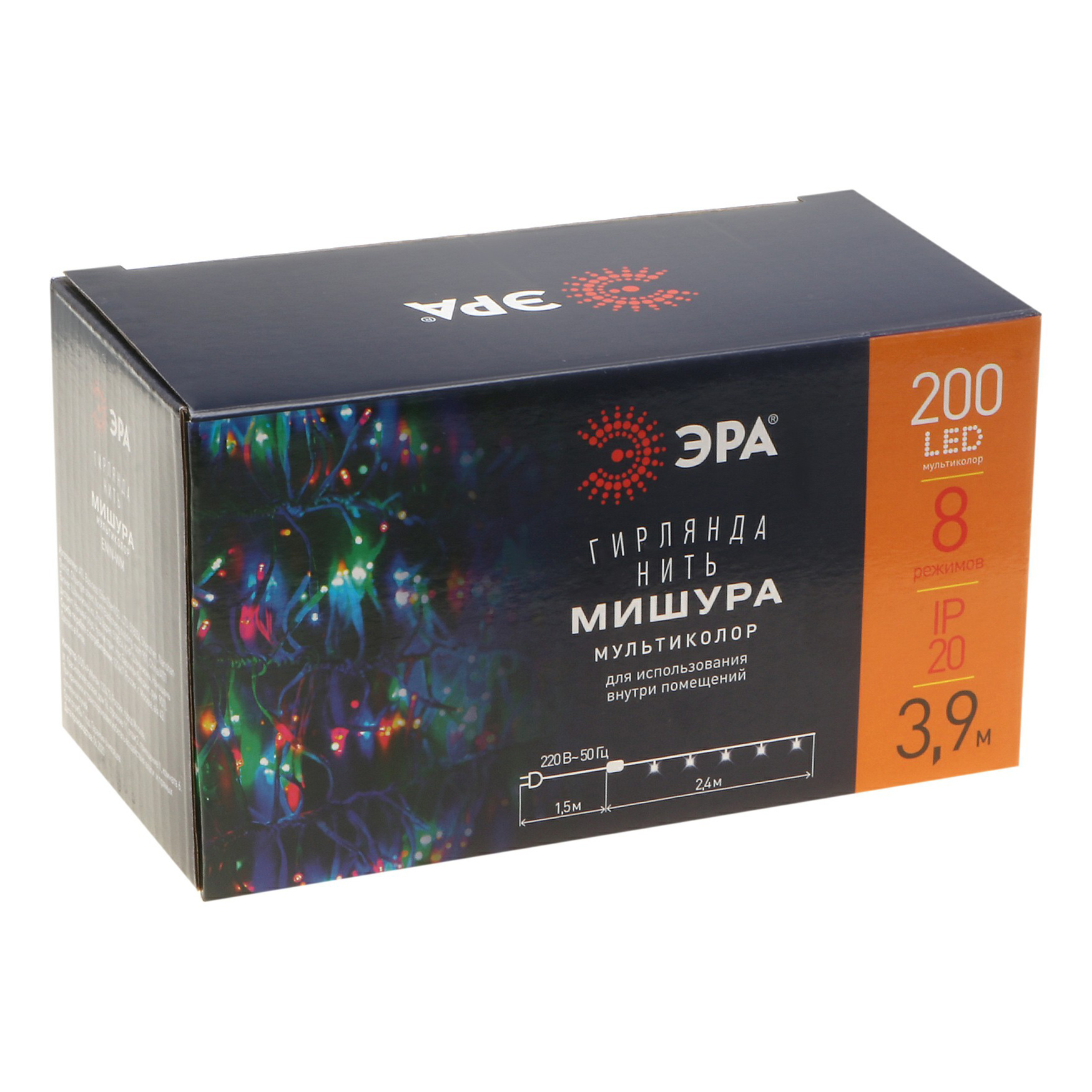 

Гирлянда Эра Мишура 200 LED мультиколор 3,9 м