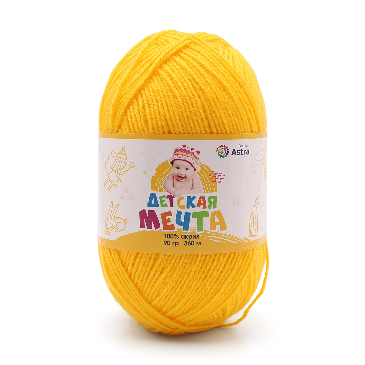 

Пряжа Astra Premium 'Детская Мечта', 90г, 360м (100% акрил) (12 желток), 3 мотка, Желтый