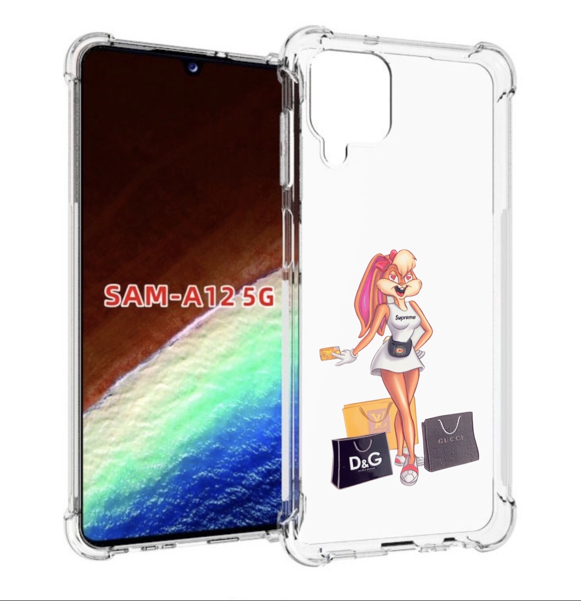 

Чехол MyPads модница-зайка женский для Samsung Galaxy A12 (SM-A125F) 2020/21, Прозрачный, Tocco