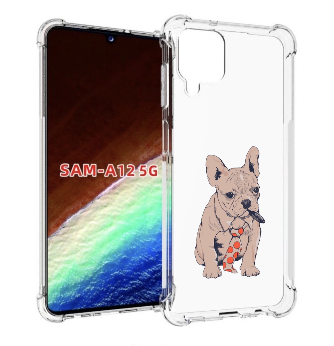 

Чехол MyPads бульдог с сигарой для Samsung Galaxy A12 (SM-A125F) 2020/21, Прозрачный, Tocco