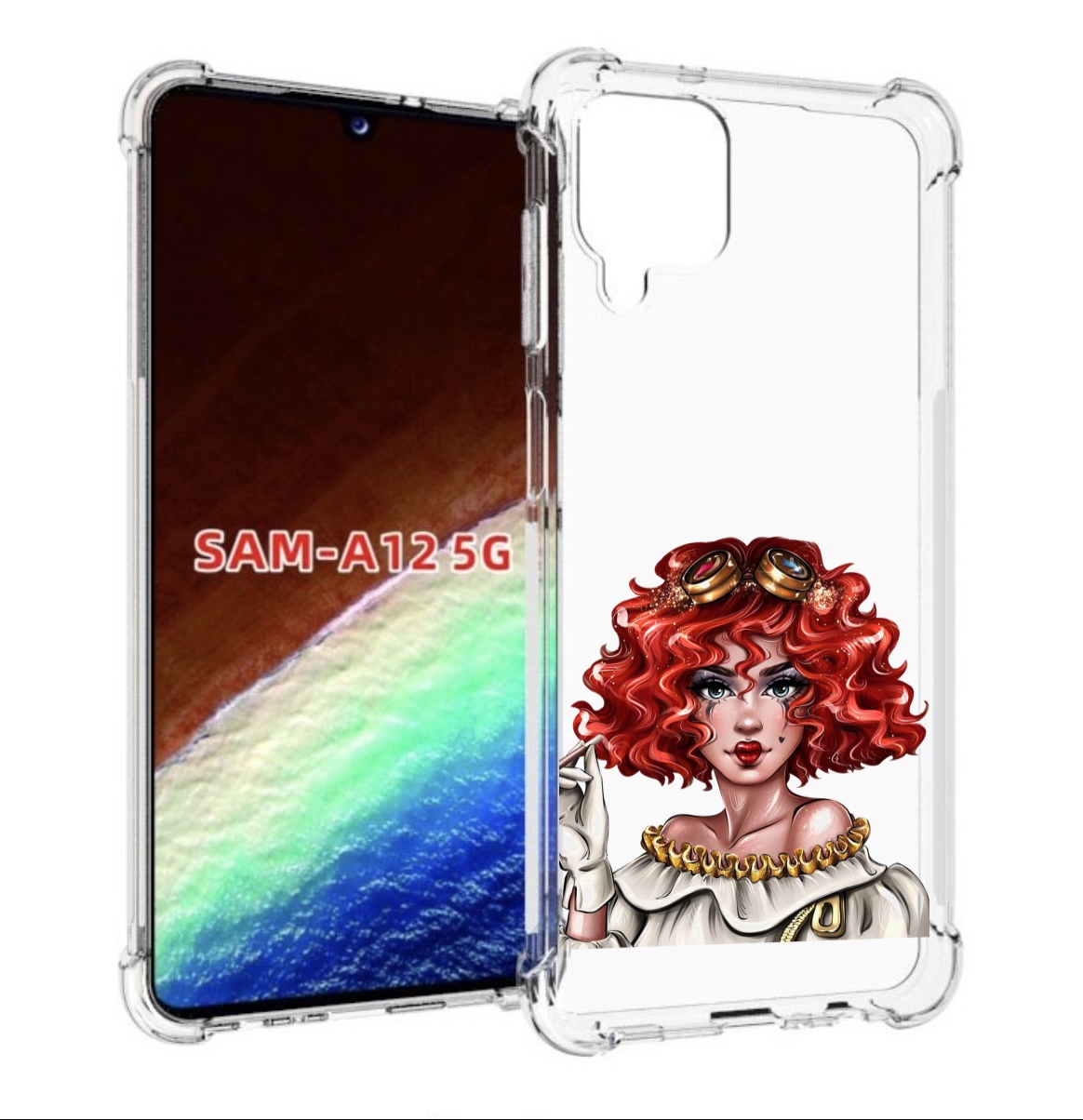 Чехол MyPads модель-в-сине-красных-очках женский для Samsung Galaxy A12 (SM-A125F)