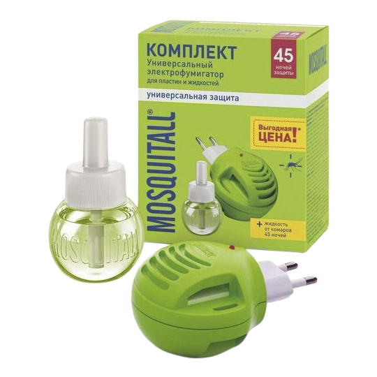 Фумигатор Mosquitall жидкость от комаров эвкалипт на 45 ночей 30 мл
