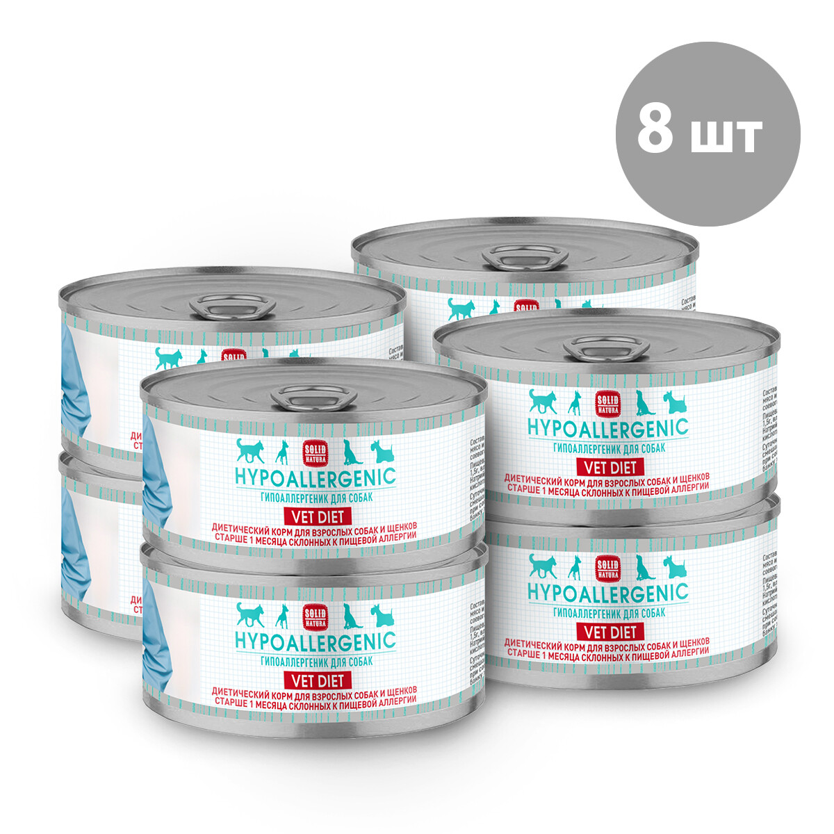 

Консервы для собак Solid Natura VET Hypoallergenic, говядина, 8 шт по 100 г, Hypoallergenic
