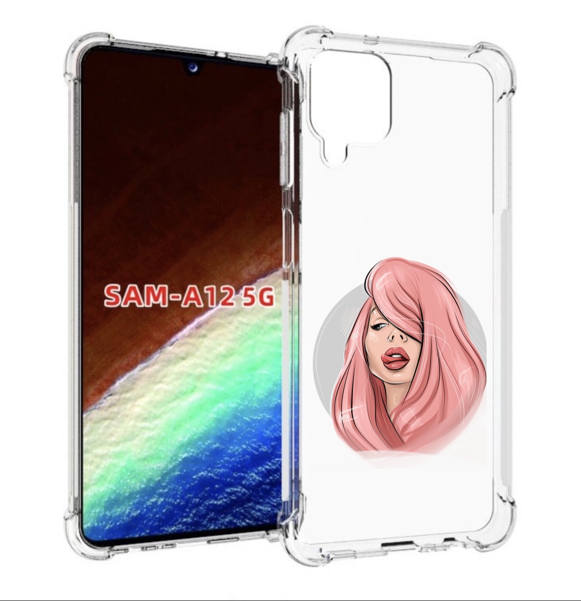 

Чехол MyPads лицо-девушки-с-розовыми-волосами женский для Samsung Galaxy A12, Прозрачный, Tocco