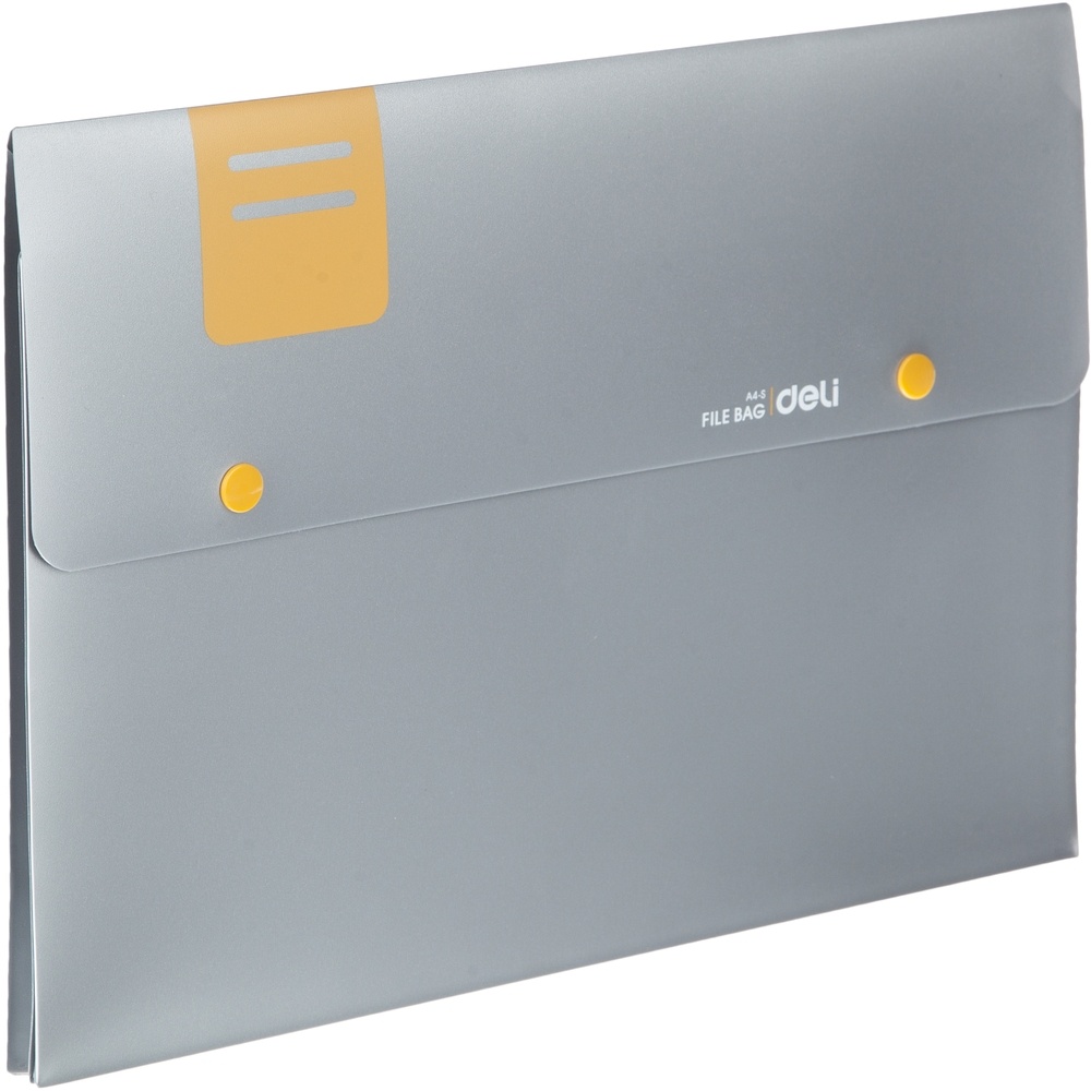 Папка-конверт на кнопке Deli с расширением, Deli, 340х240х25 мм, 0,45 мм, серый (E5576)