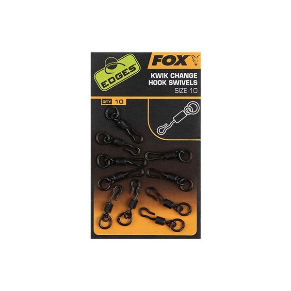 фото Вертлюг быстросьемный с кольцом fox edges kwik change hook swivels 10шт size 10 foxx