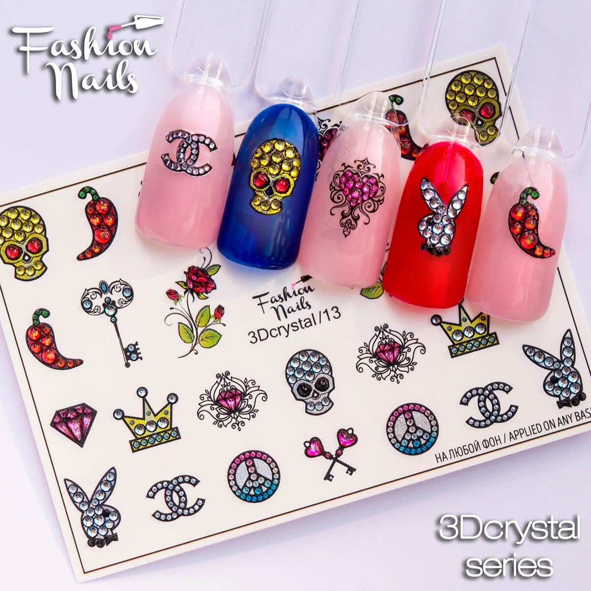 Слайдер дизайн 3D со стразами Fashion Nails CR13