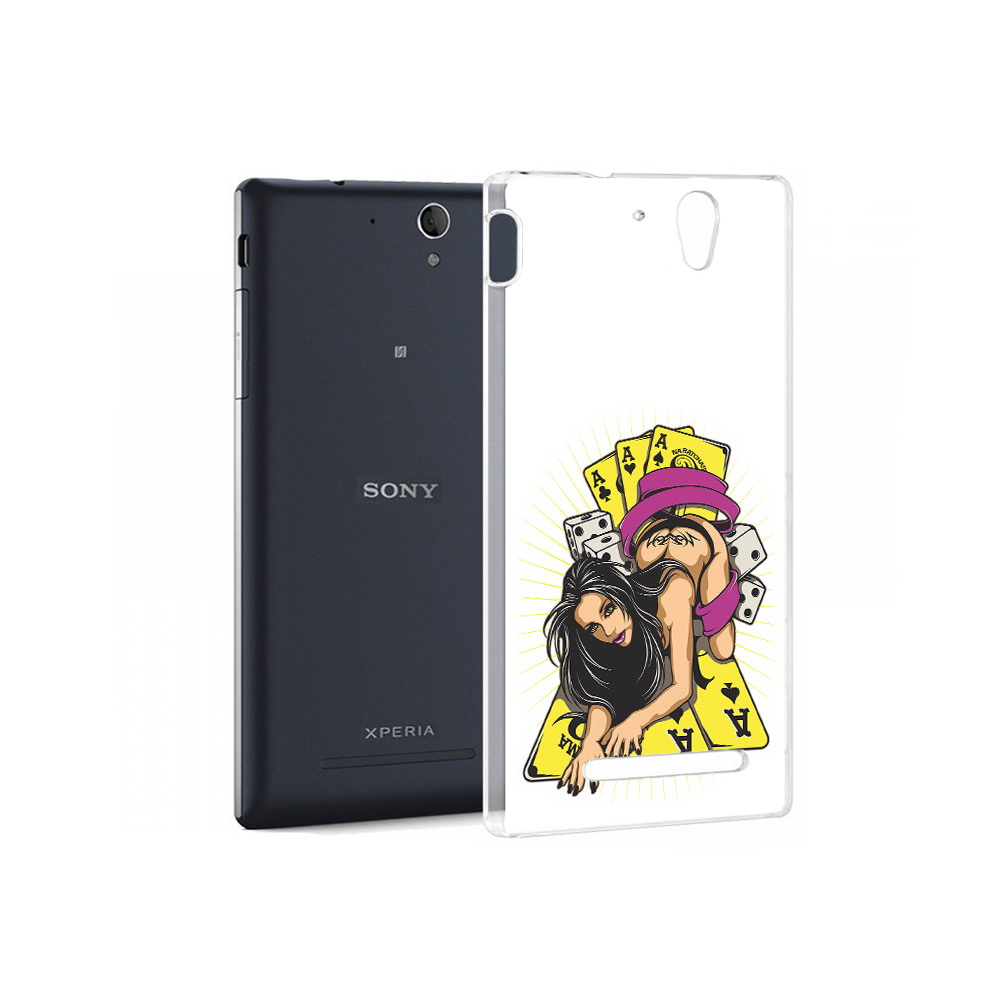 Чехол MyPads Tocco для Sony Xperia C5 Ultra нарисованная девушка с игровыми картами