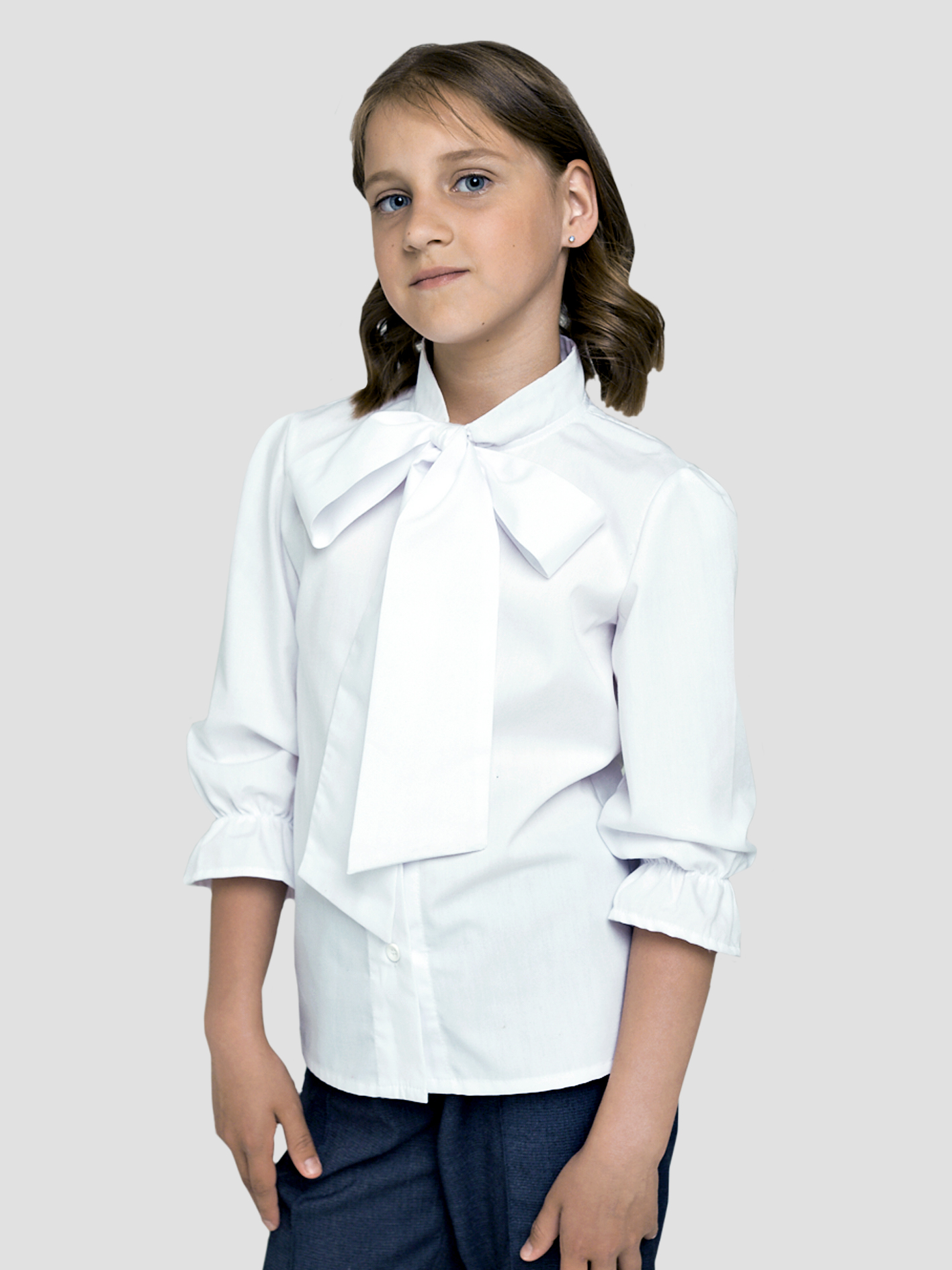 Блузка детская NoBrand BL-Kids-Bantik, белый, 122