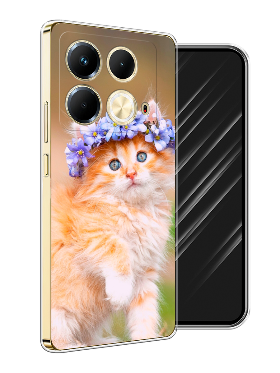 

Чехол Awog на Infinix Note 40 "Рыжий кот в венке", Коричневый;синий, 3105850-1