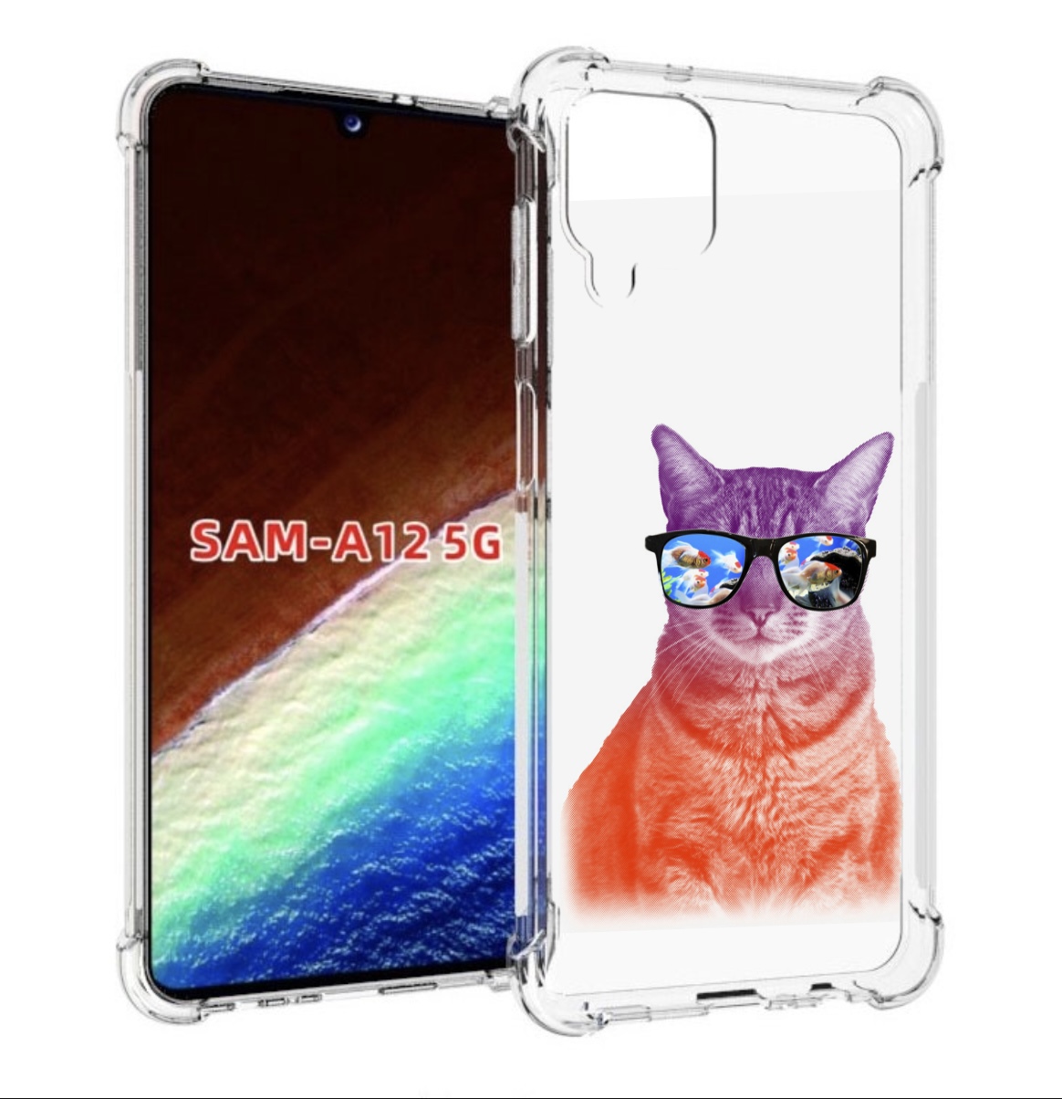 

Чехол MyPads крутой кот-2 для Samsung Galaxy A12 (SM-A125F) 2020/21/A12 Nacho SM-A127F, Прозрачный, Tocco
