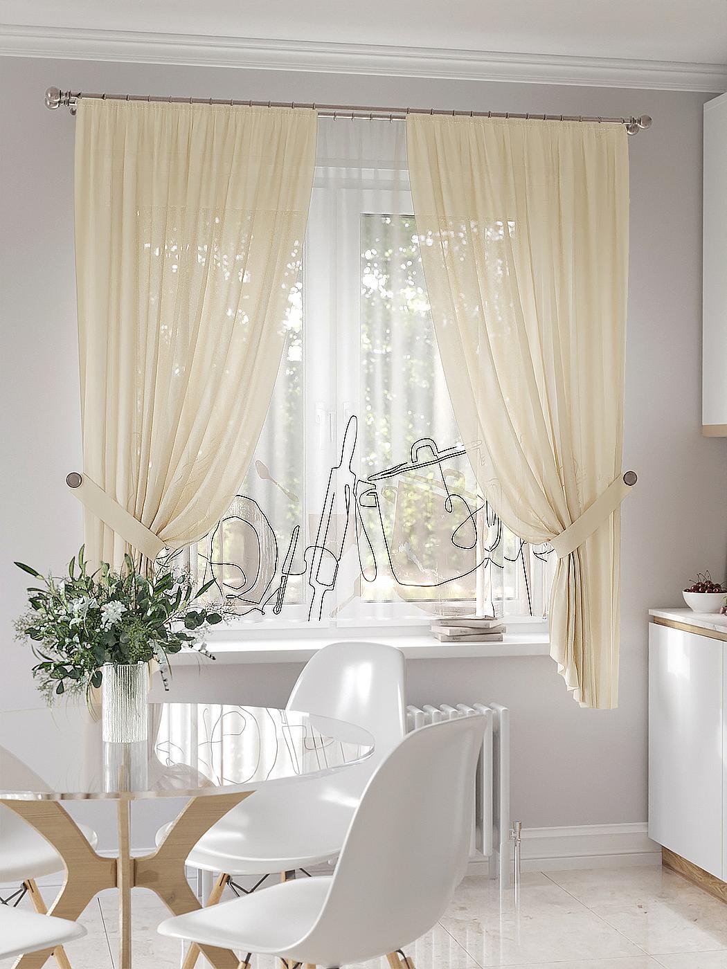 

Комплекты штор AT HOME Кирминс высота 180 см, ширина 145 см, Бежевый, 550225