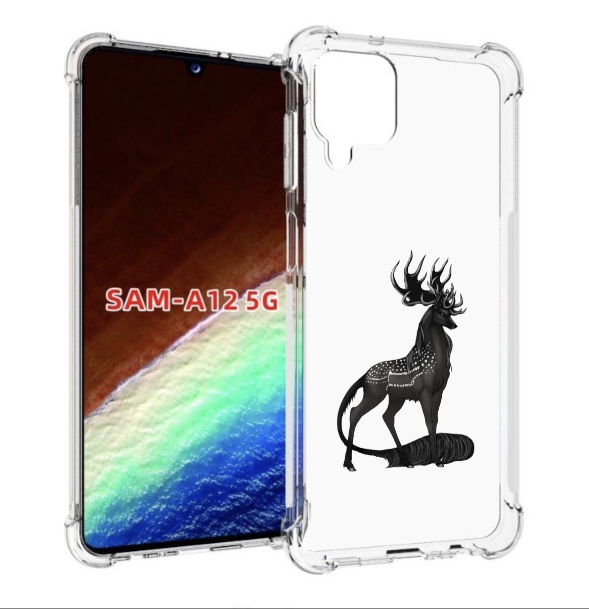 Чехол MyPads красивый-черный-олень для Samsung Galaxy A12 (SM-A125F) 2020/21