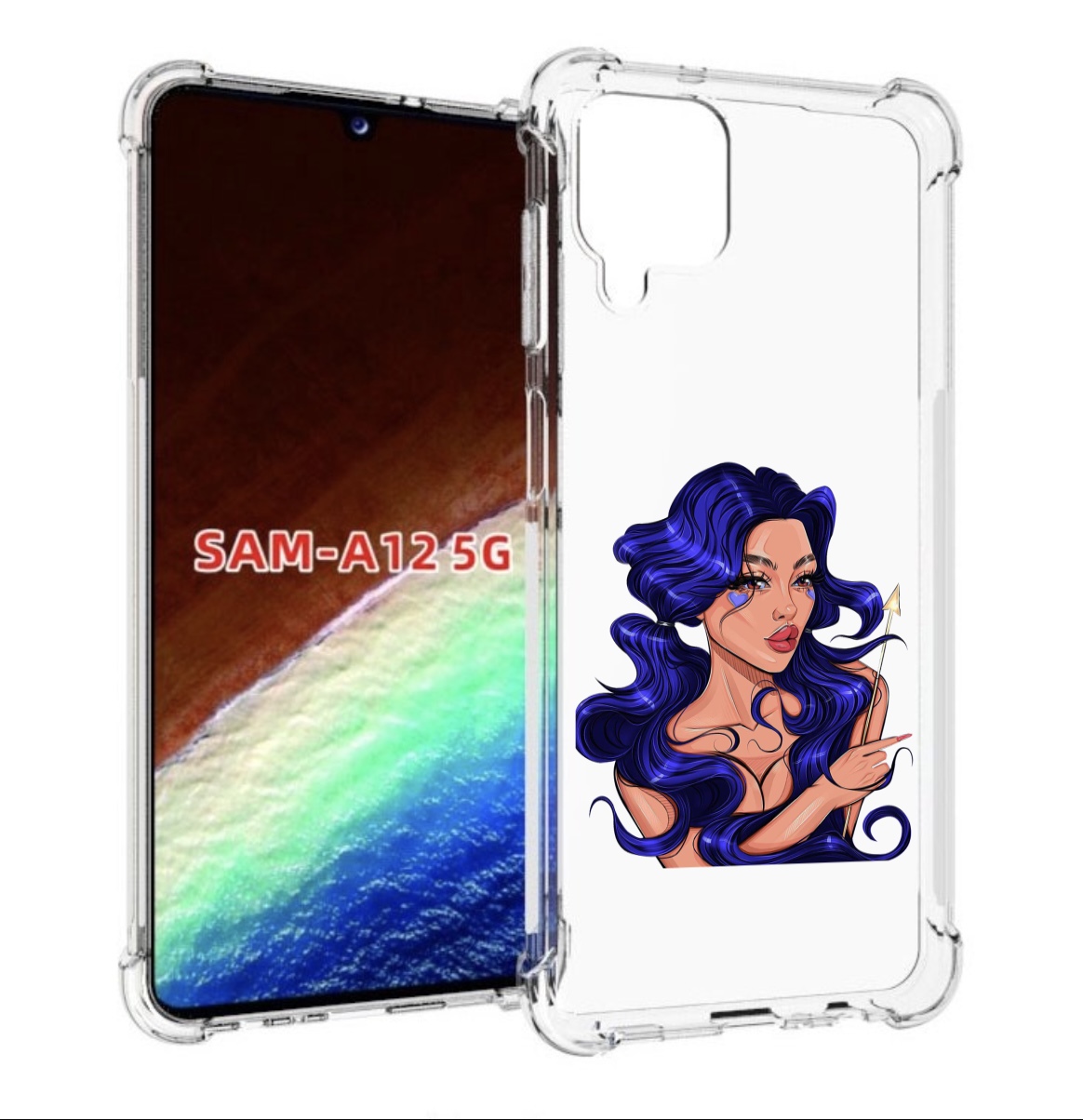 

Чехол MyPads красивая-девушка-с-синими-волосами женский для Samsung Galaxy A12, Прозрачный, Tocco