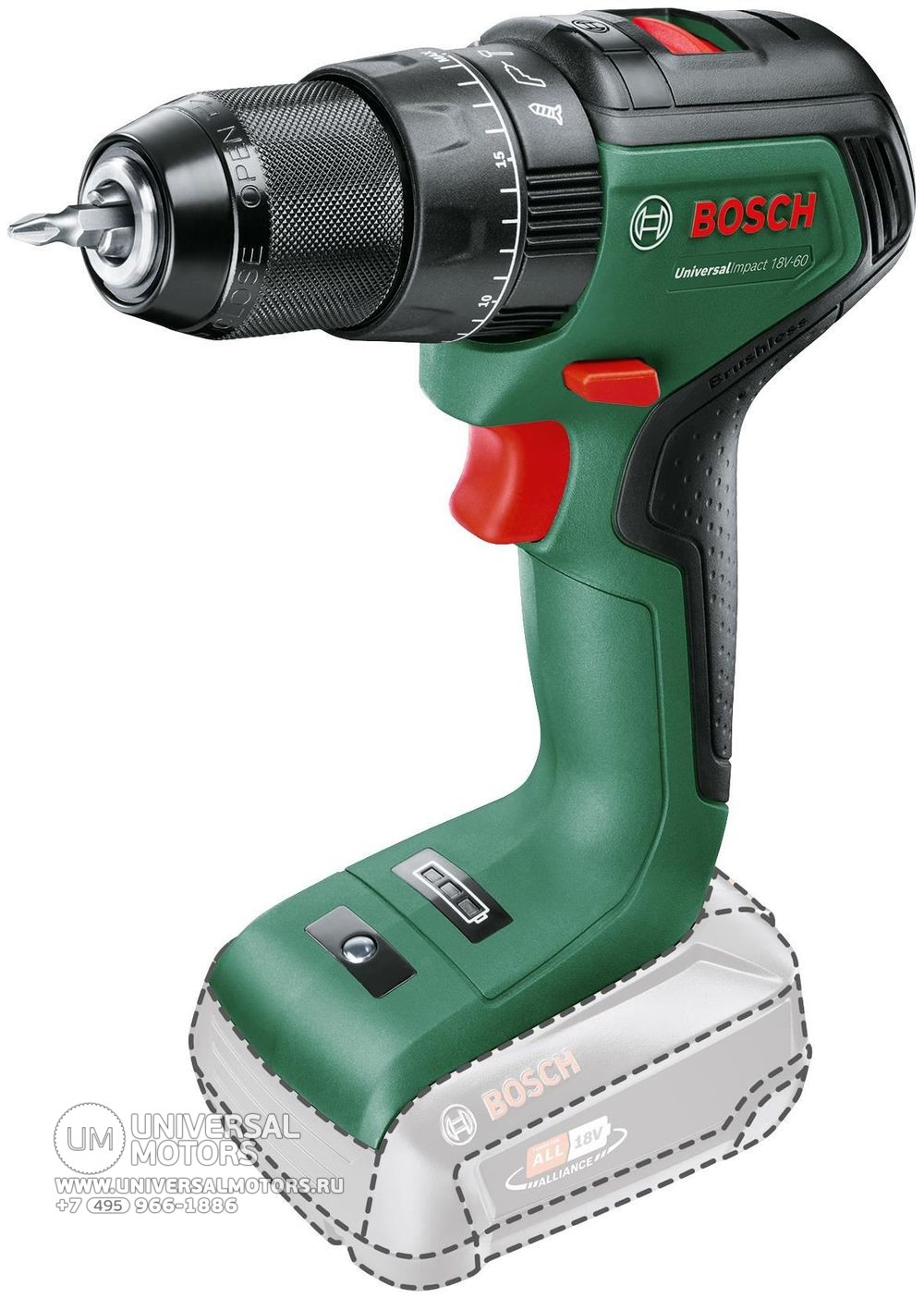 

Аккумуляторная ударная дрель-шуруповерт Bosch UniversalImpact 18V-60 06039D7100 ( 18V