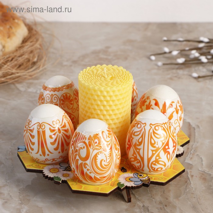 

Подставка для 6 яиц со свечей Пчелы