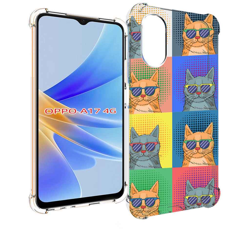 

Чехол MyPads разноцветные-коты для OPPO A17, Прозрачный, Tocco