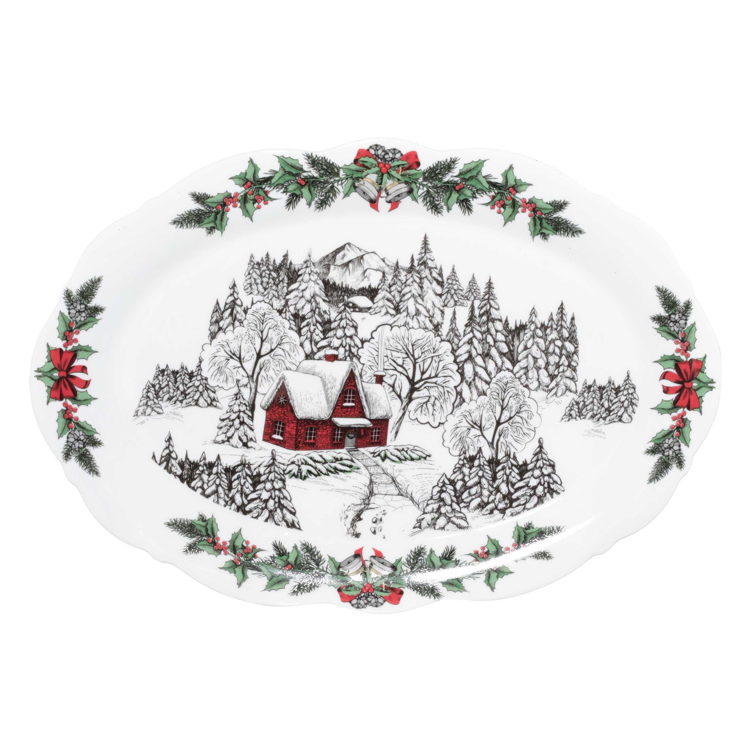 

Блюдо, 36х24 см, фарфор N, овальное, белое, Дом в лесу, Forest house