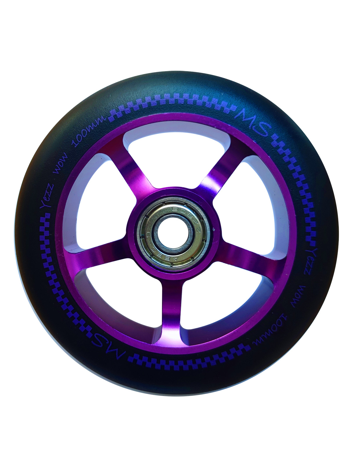 Колесо для трюкового самоката Yezz 100 мм 5S-5 спиц одинарных фиолетовый
