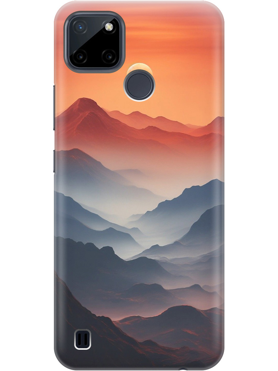 

Силиконовый чехол на Realme C21Y с принтом "Луна над горами", Прозрачный;оранжевый;черный, 735001110