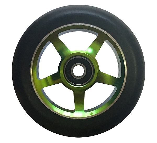 Колесо для трюкового самоката Yezz 110 мм 5S-5 спиц одинарных зеленый