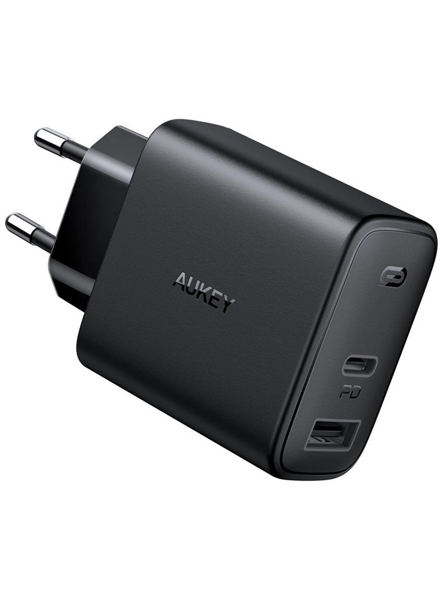 фото Сетевое зарядное устройство aukey swift mix, 1xusb; 1xusb type-c, 2,4 a, (pa-f3s) black