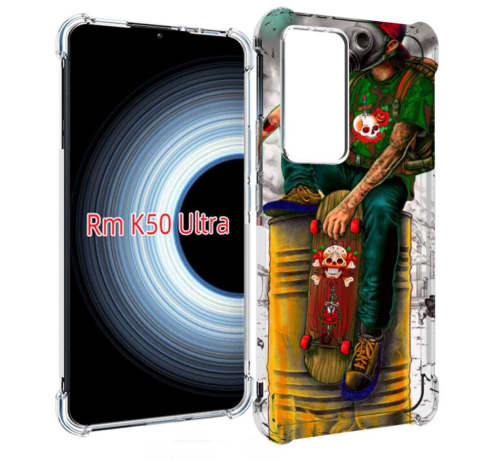 

Чехол MyPads скейтер в противогазе для Xiaomi 12T / Redmi K50 Ultra, Прозрачный, Tocco