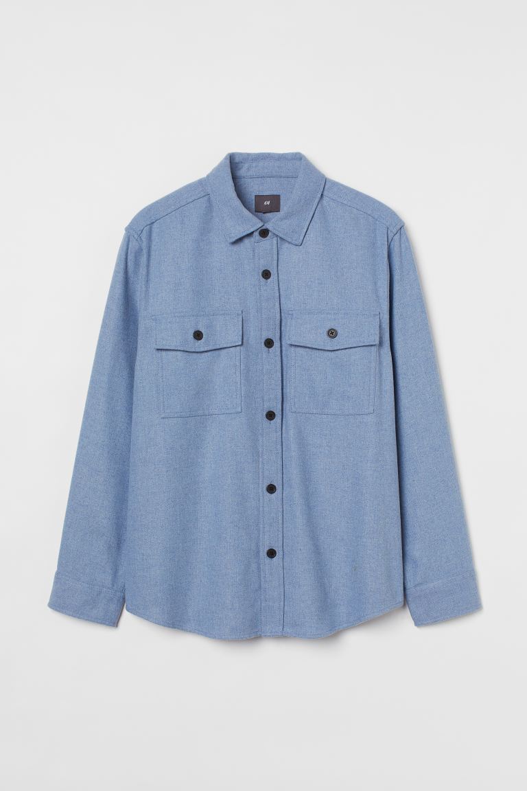 

Рубашка мужская H&M 0875217017 синяя M (доставка из-за рубежа), Синий, 0875217017