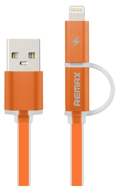 Дата-кабель Remax Aurora USB - Lightning/Micro USB 2.1A, 1 м, Orange