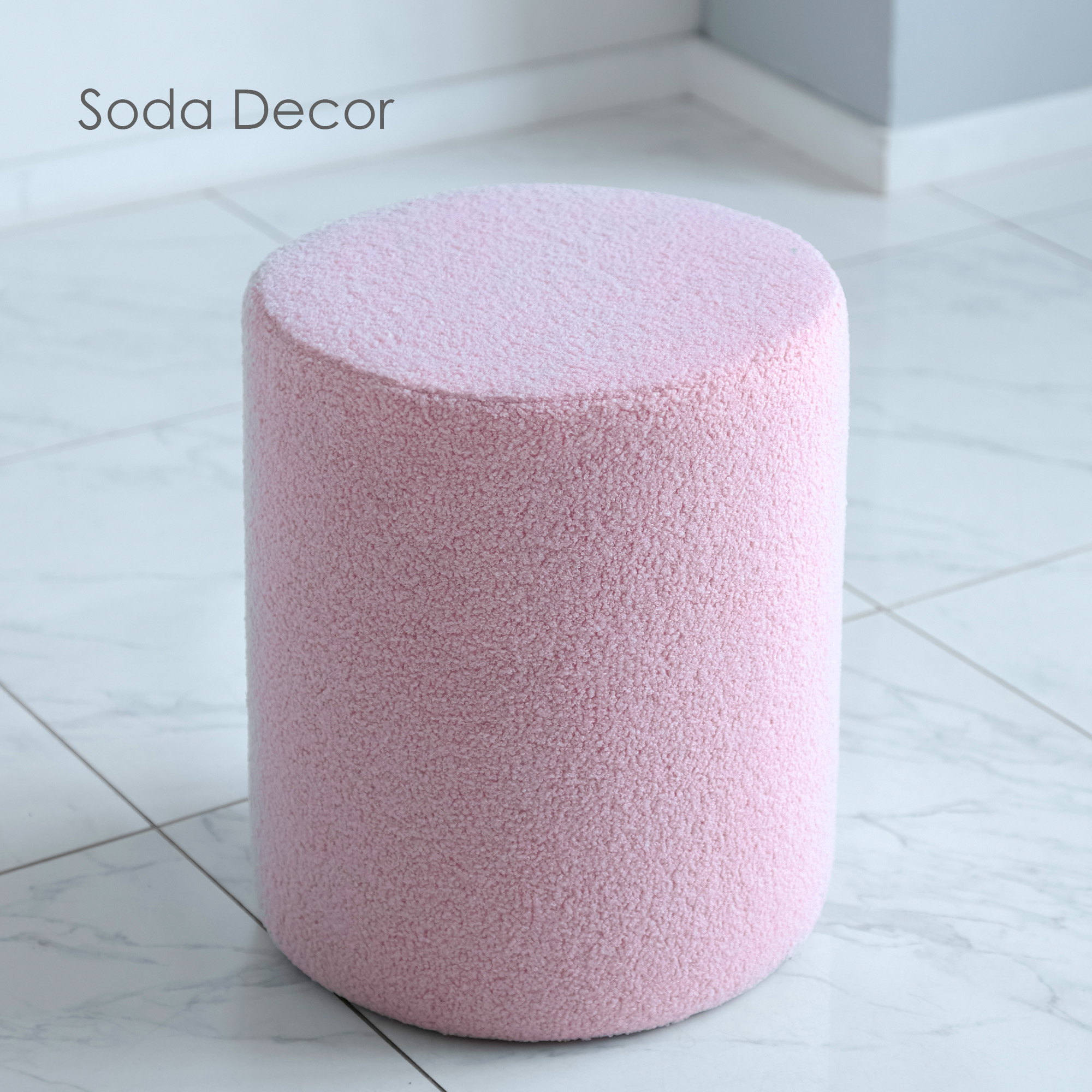 Пуфик Soda Decor для прихожей и спальни букле, розовый