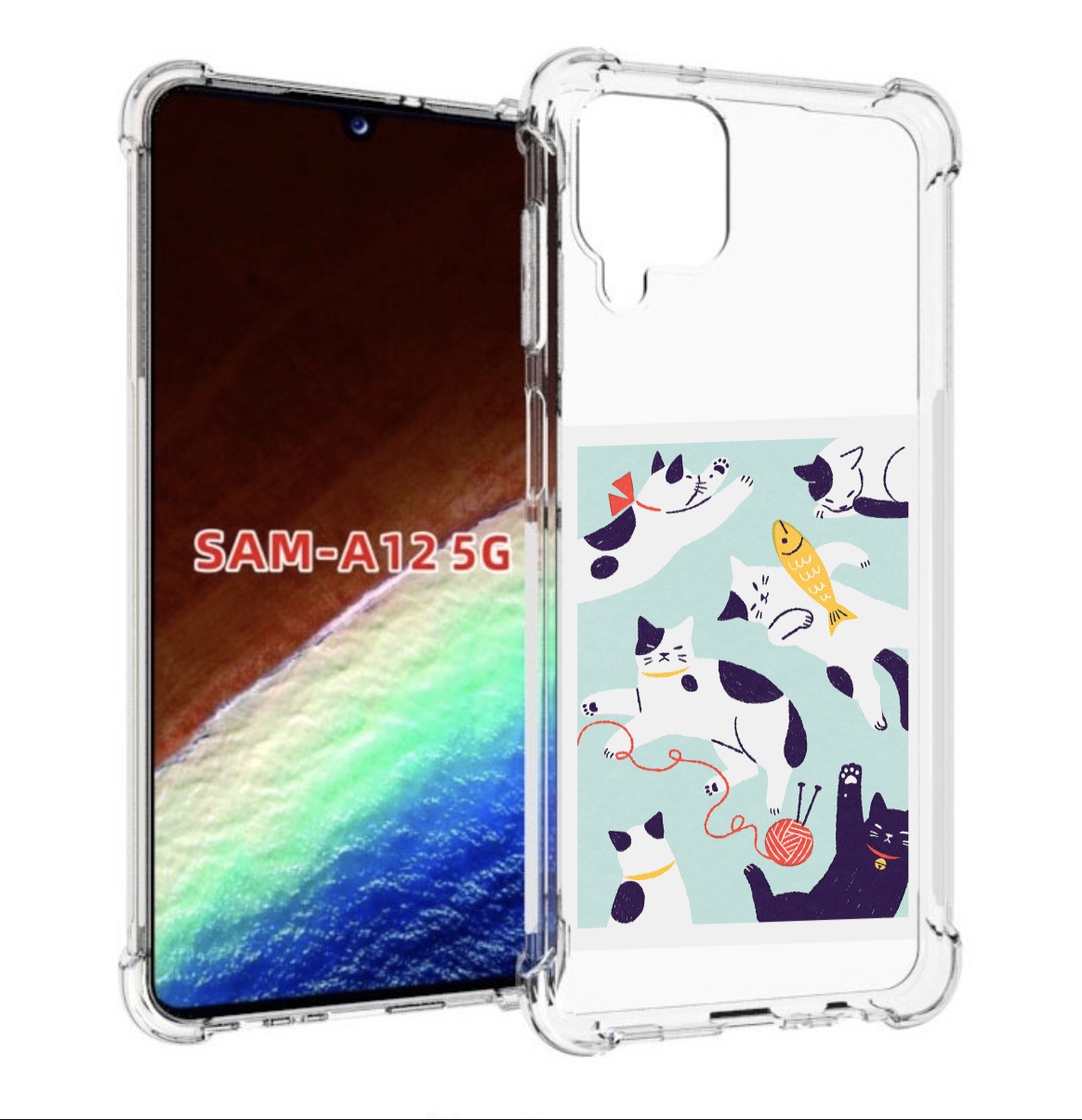 

Чехол MyPads коты-с-клубками для Samsung Galaxy A12 (SM-A125F) 2020/21/A12 Nacho SM-A127F, Прозрачный, Tocco
