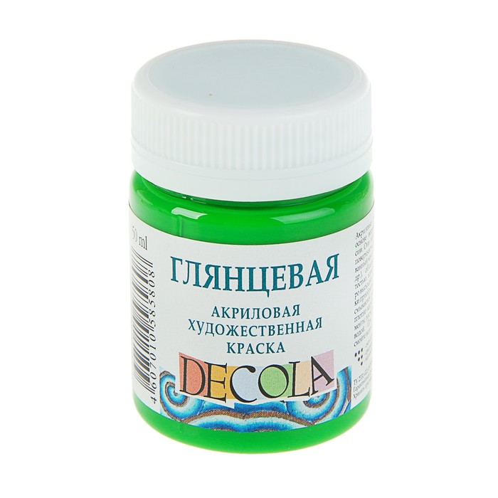 

Краска акриловая Decola, 50 мл, зелёная светлая, Shine, глянцевая, Decola