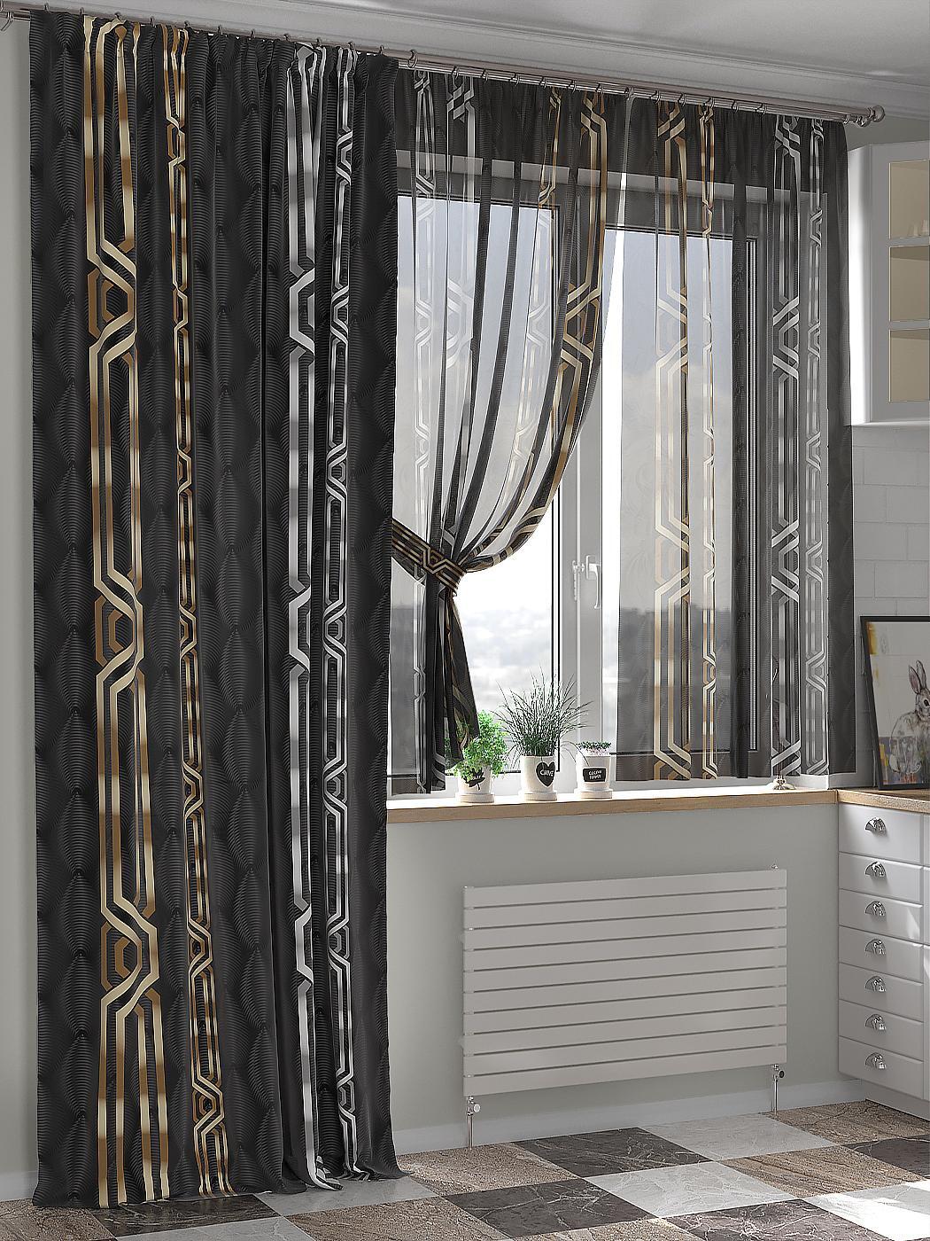 

Комплекты штор AT HOME Мирневит высота 240 см, ширина 150 см, Черный, 549021