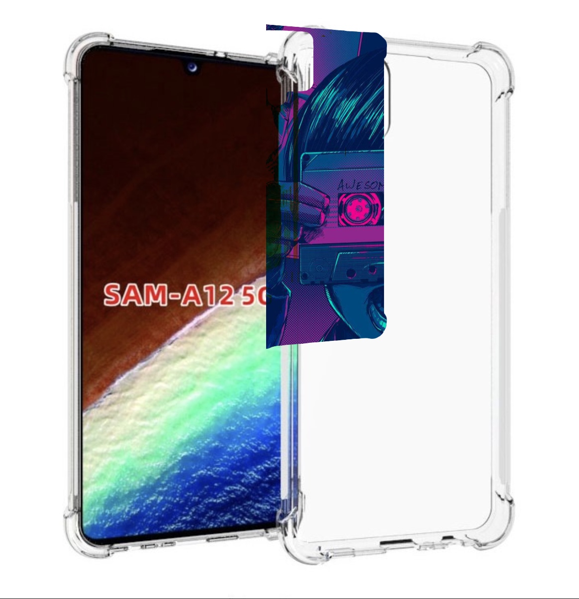 

Чехол MyPads киберпанк с кассетой для Samsung Galaxy A12 (SM-A125F) 2020/21, Прозрачный, Tocco