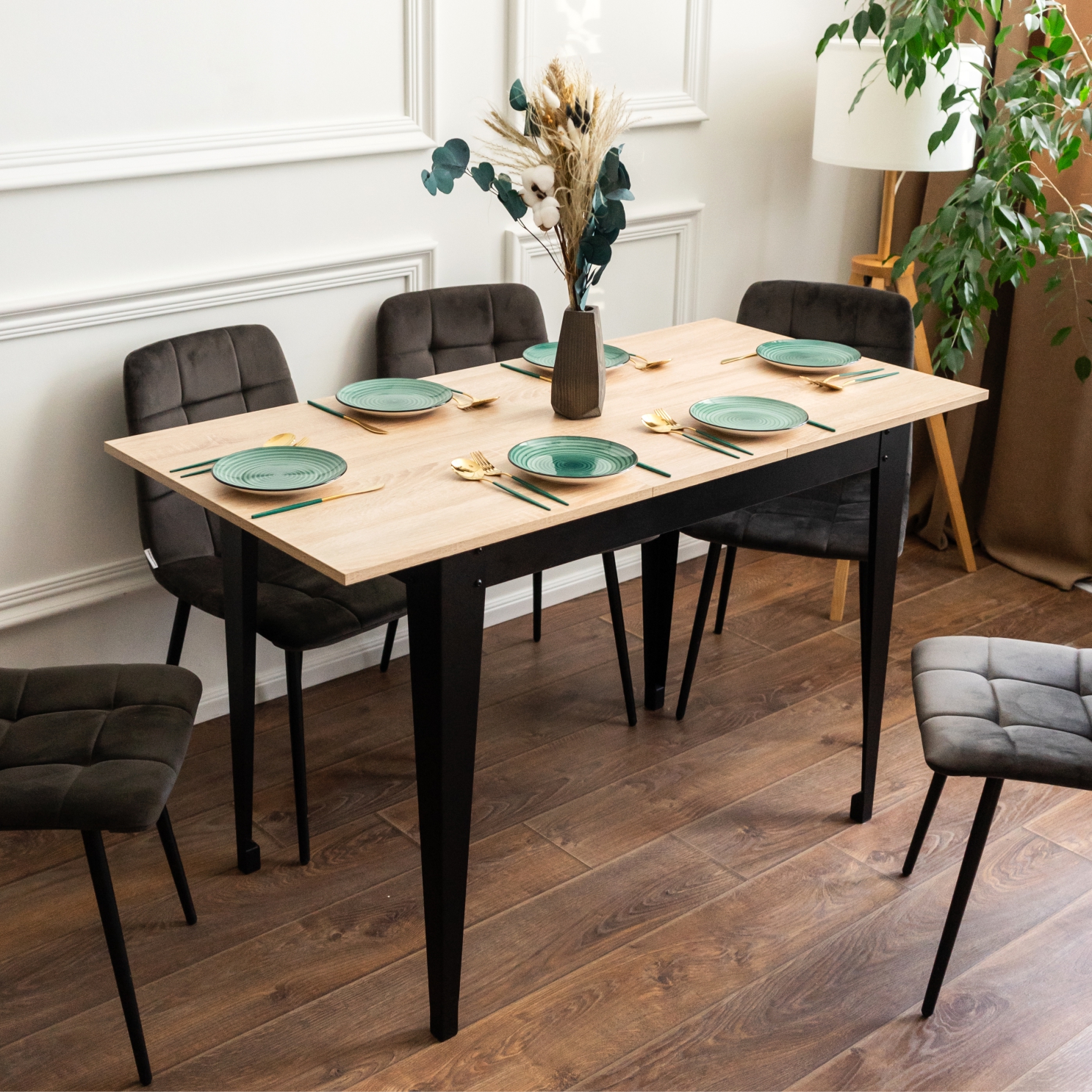 Стол кухонный раздвижной обеденный LoftLine Donini 80 Дуб Бардолино натуральный