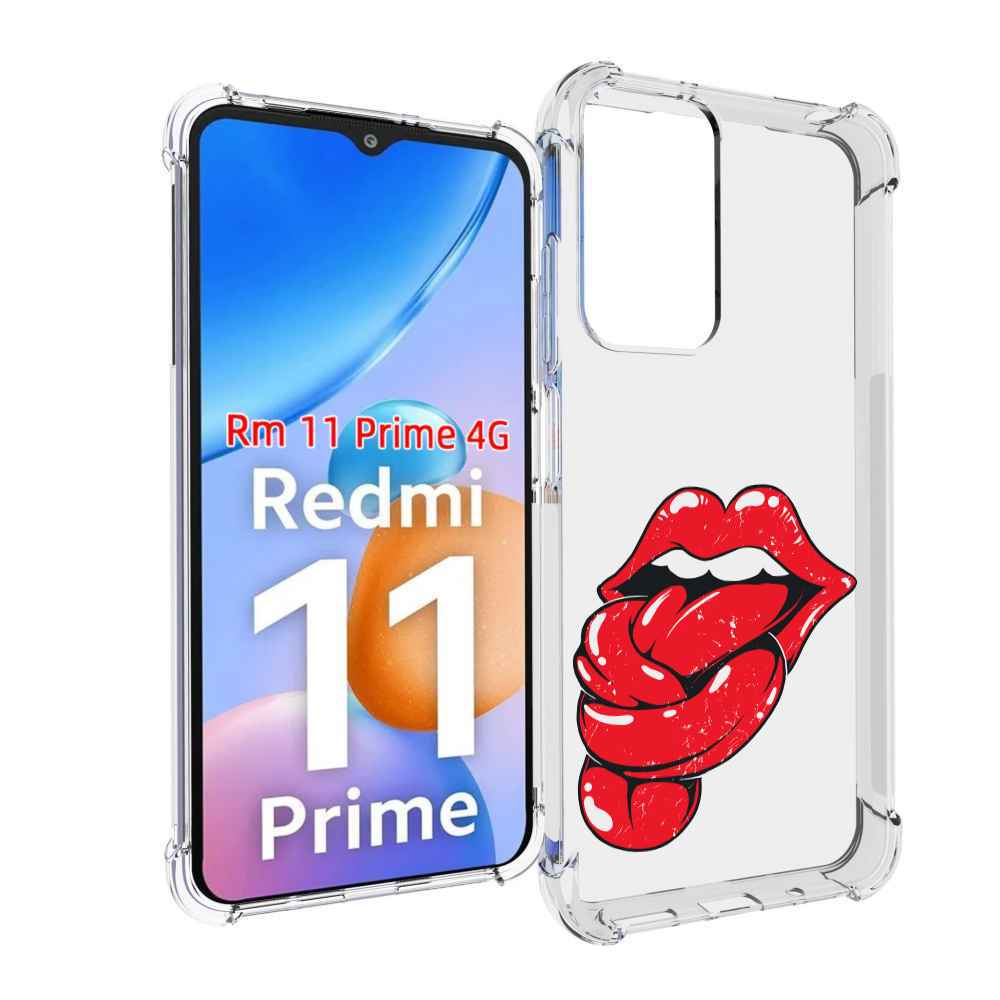 

Чехол MyPads яркие губы с языком для Xiaomi Redmi 11 Prime 4G, Прозрачный, Tocco