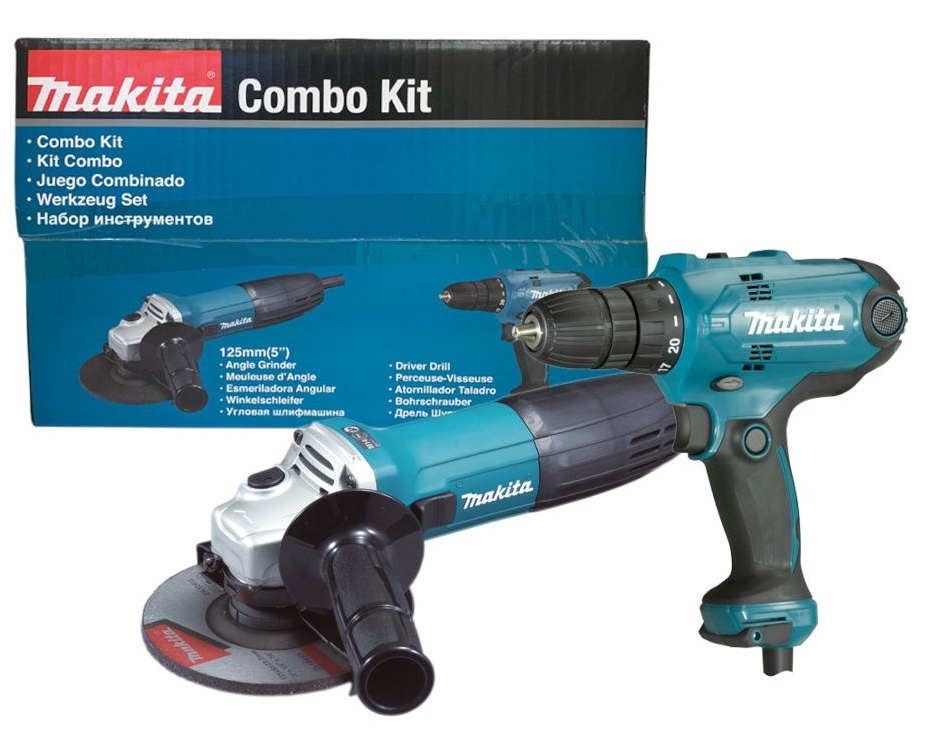 

Набор инструмента Makita DK0121 - дрель шуруповерт DF0300 и УШМ GA5030