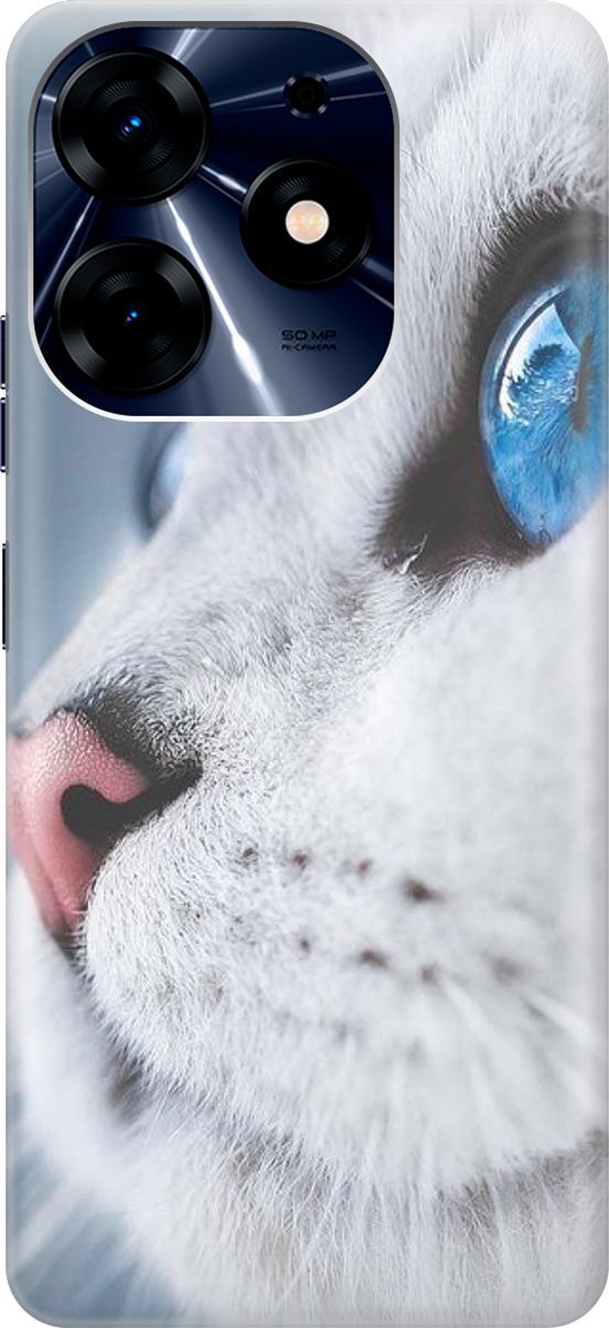 

Силиконовый чехол на Tecno Spark 10 Pro "Кошачий взгляд", Белый;голубой, 159561