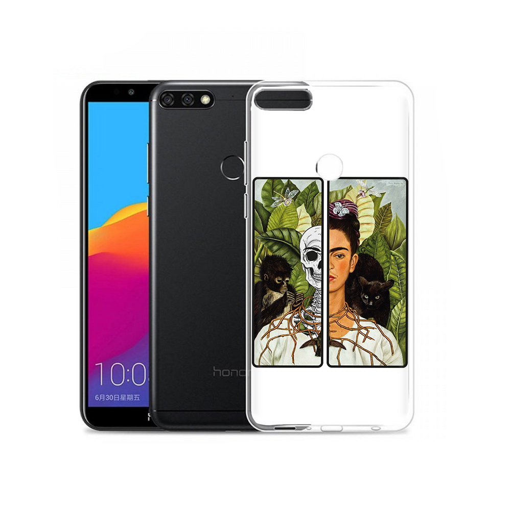 

Чехол MyPads Tocco для Honor 7C Pro сдвоенная картинка девушка скелет (PT113786.47.595), Прозрачный, Tocco