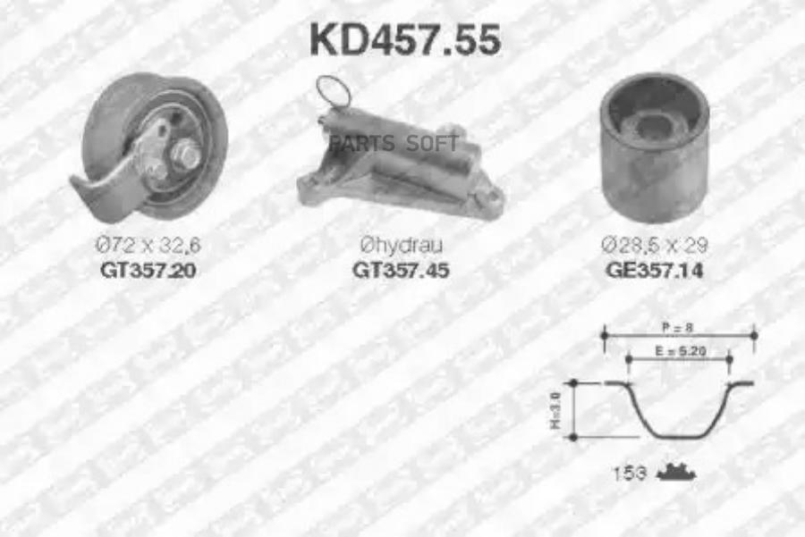 KD457.55_рем.к-кт ГРМ! Audi A4/A6, VW Passat 1.8/T 95-01