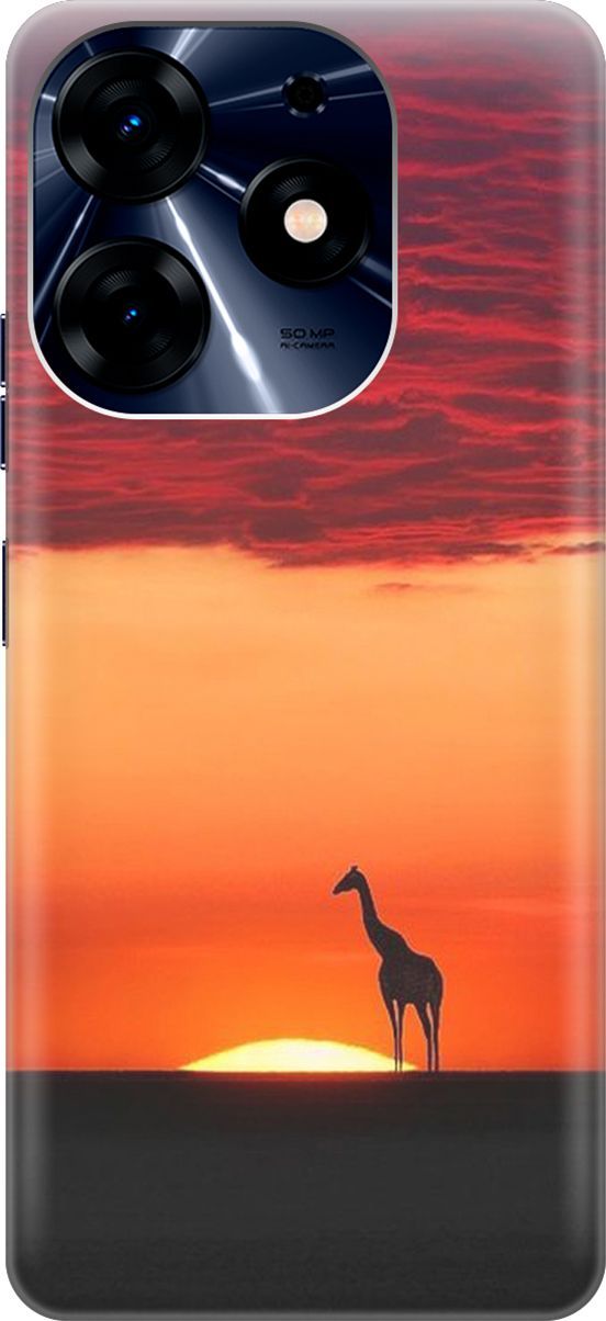 

Силиконовый чехол на Tecno Spark 10 Pro "Закатный жираф", Оранжевый;розовый, 159561