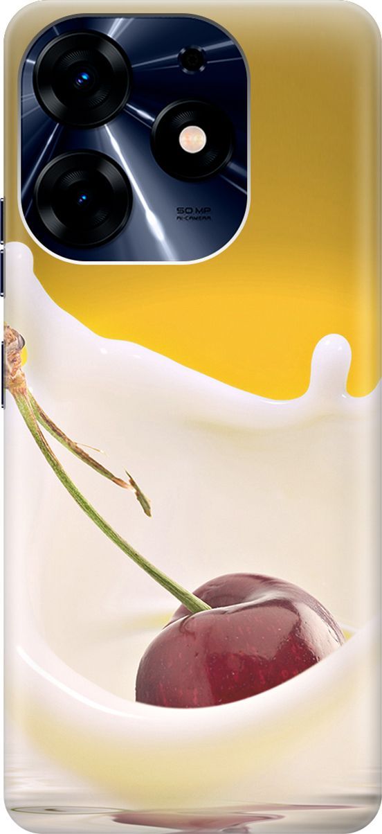 

Силиконовый чехол на Tecno Spark 10 Pro "Ягода в молоке", Белый;желтый, 159557