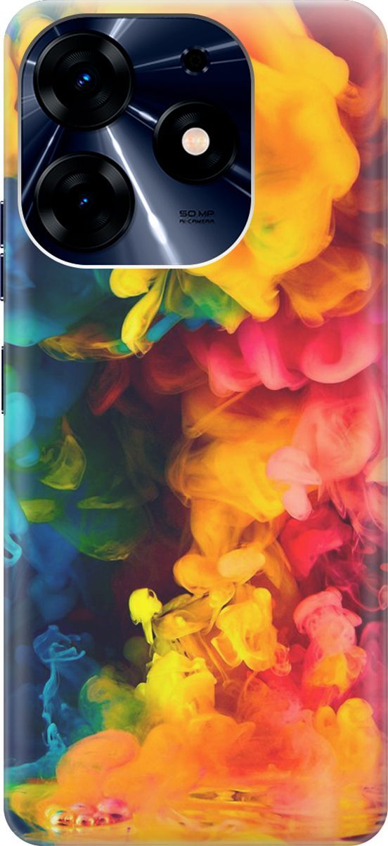 

Силиконовый чехол на Tecno Spark 10 Pro "Красочное буйство", Желтый;розовый, 159556